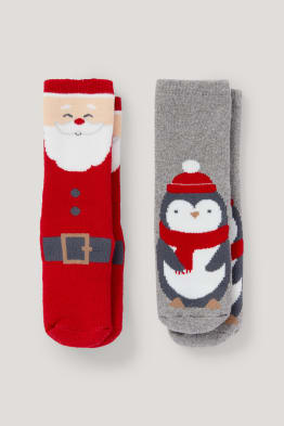 Pack 2 Paires de Chaussettes Antidérapantes pour Enfant 'Snowman' NOËL