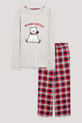 Pigiama natalizio con pantaloni di flanella - orso polare