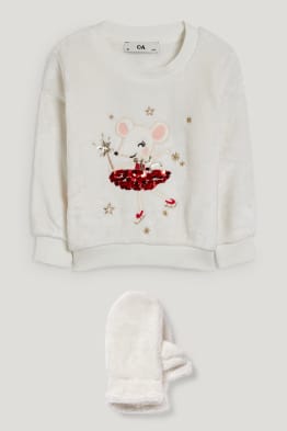 Muis - set voor de kerst - truitje en wantjes - 3-delig
