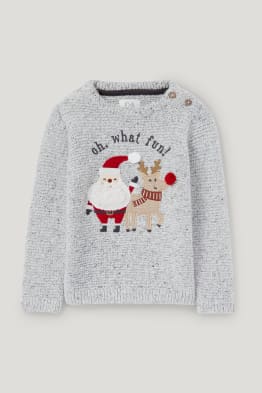 Weihnachtsmann und Rudolf - Baby-Weihnachtspullover