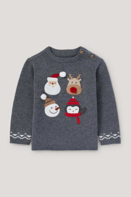 Weihnachtsmann und Rudolf - Baby-Weihnachtspullover