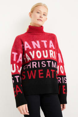 Pull à col roulé de Noël - Santa
