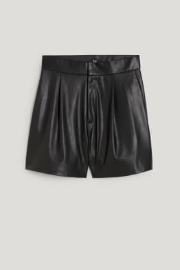 Shorts - High Waist - Lederimitat