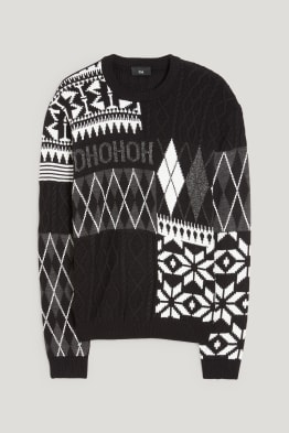 Maglione natalizio - HoHoHo - motivo treccia