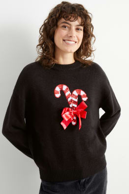 Jersey navideño - bastones de azúcar - brillos