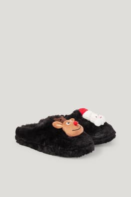CLOCKHOUSE - kerstpantoffels van imitatiebont