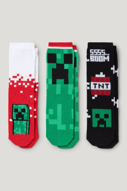Lot de 3 paires - Minecraft - chaussettes à motif