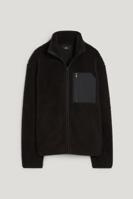 Teddy fur zip-through sweatshirt