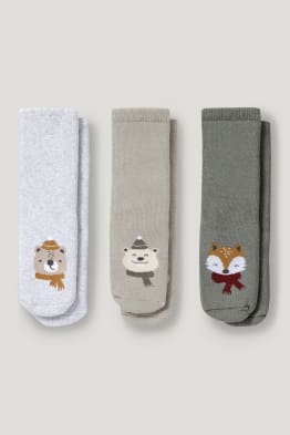 Lot de 3 paires de chaussettes antidérapantes renard pour bébé garçon