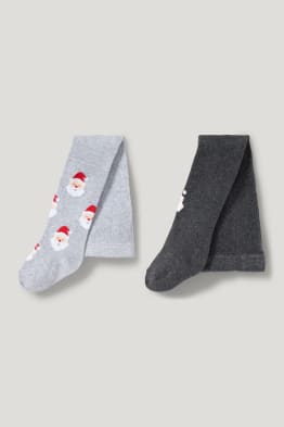 Confezione da 2 - Babbo Natale - collant natalizi