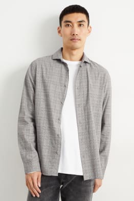 Overhemd - slim fit - cut away - geruit