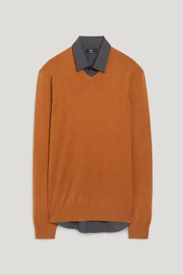 Jersei de punt fi i camisa - regular fit - coll kent