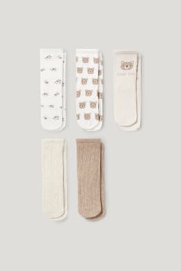 Multipack 5 ks - medvídci - ponožky s motivem pro miminka