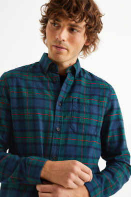 Overhemd - regular fit - button down - geruit