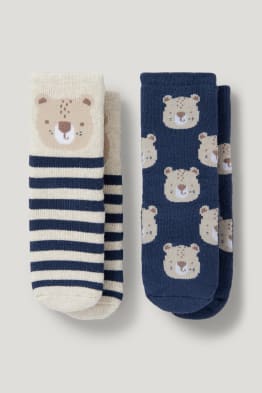 Multipack of 2 - leopard - baby non-slip socks with motif