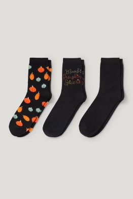 Lot de 3 paires - chaussettes à motif - potiron