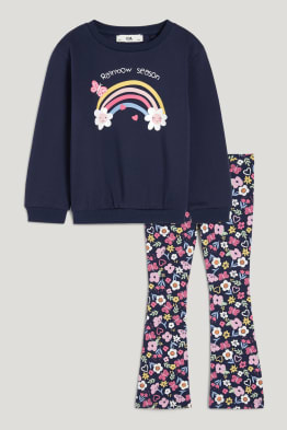 Regenboog - set - sweatshirt en flared legging - 2-delig
