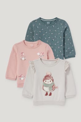 Confezione da 5 - uccellini e fiori - felpa neonate