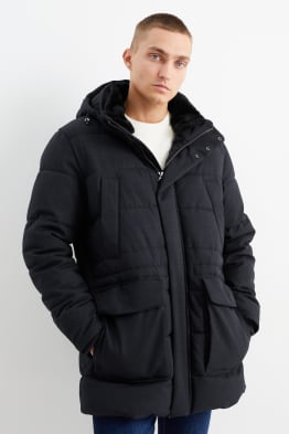Parka con cappuccio e riporto di ecopelliccia - inverno