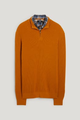 Pullover und Hemd - Regular Fit - Button-down