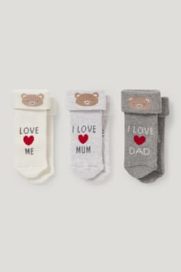 Multipack of 3 - teddy bear - newborn socks with motif
