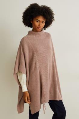 Strick-Poncho mit Kaschmir-Anteil