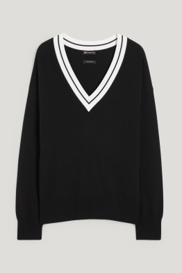 Pullover mit V-Ausschnitt und Kaschmir-Anteil