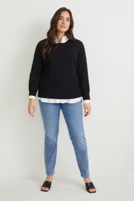 Skinny jeans - mid-rise waist - one size fits more