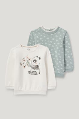 Confezione da 2 - panda e fiorellini - felpa per neonati
