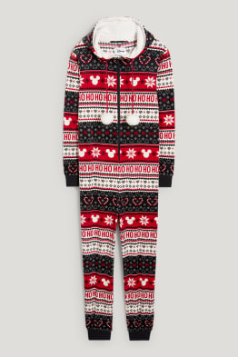 Weihnachts-Fleece-Onesie mit Kapuze - Micky Maus