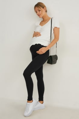 Lot de 2 leggings de grossesse en maille stretch - lot noir et gris,  Vêtements de grossesse