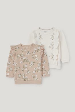 Set van 2 - bloemetjes - baby-sweatshirt