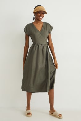 Robe croisée en lin
