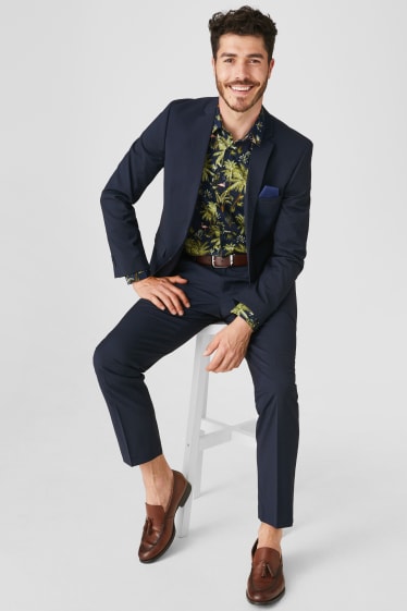 Hombre - Americana - slim fit - elástico - azul oscuro