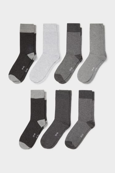 Heren - Set van 7 - sokken - biokatoen - blauw / grijs
