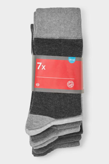 Heren - Set van 7 - sokken - biokatoen - blauw / grijs
