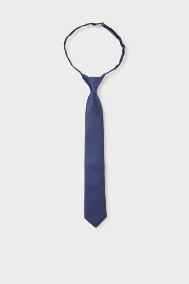 Garçons - Cravate - à pois - bleu foncé