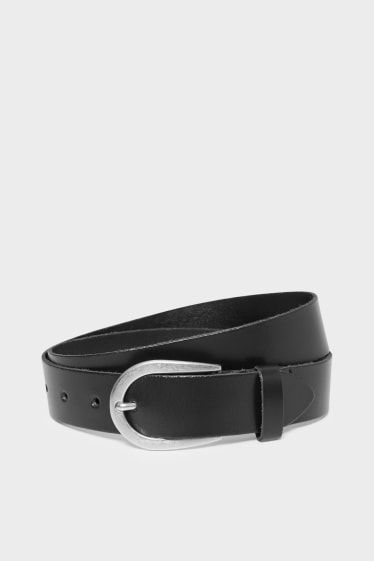 Femei - Curea din piele - negru