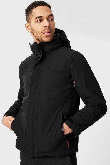 Herren - Regenjacke mit Kapuze - schwarz