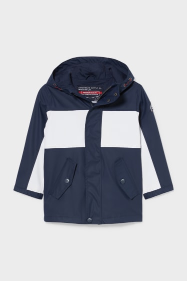 Garçons - Veste de pluie à capuche - bleu foncé / blanc