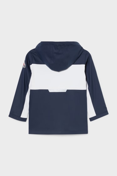 Garçons - Veste de pluie à capuche - bleu foncé / blanc