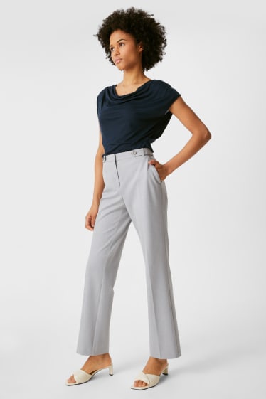 Damen - Stoffhose - 4 Way Stretch - hellgrau