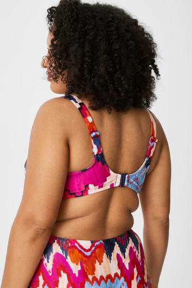 Women - Underwire bikini top - padded - striped - pink