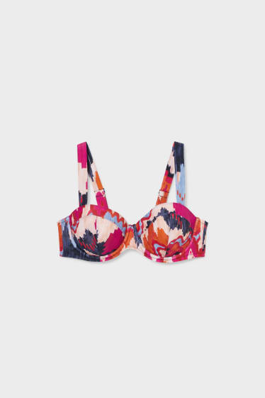 Women - Underwire bikini top - padded - striped - pink