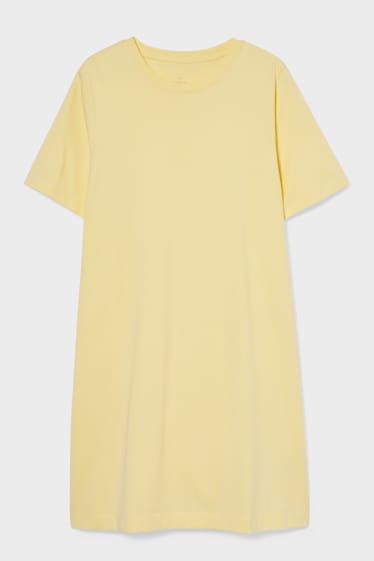 Damen - Basic-T-Shirt-Kleid - Bio-Baumwolle - hellgelb