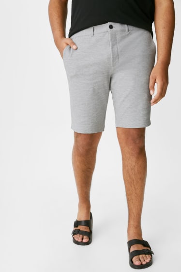 Hommes grandes tailles - Short en molleton - rayé - gris clair chiné