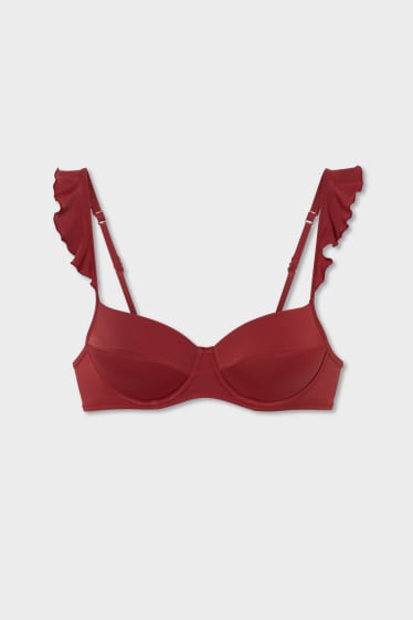 Women - Underwire bikini top - padded - striped - dark red