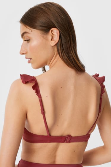 Women - Underwire bikini top - padded - striped - dark red