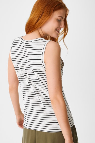 Damen - Multipack 2er - Top - gestreift - weiss