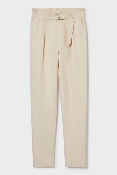 Women - Paper bag trousers - slim fit - Colour champagne